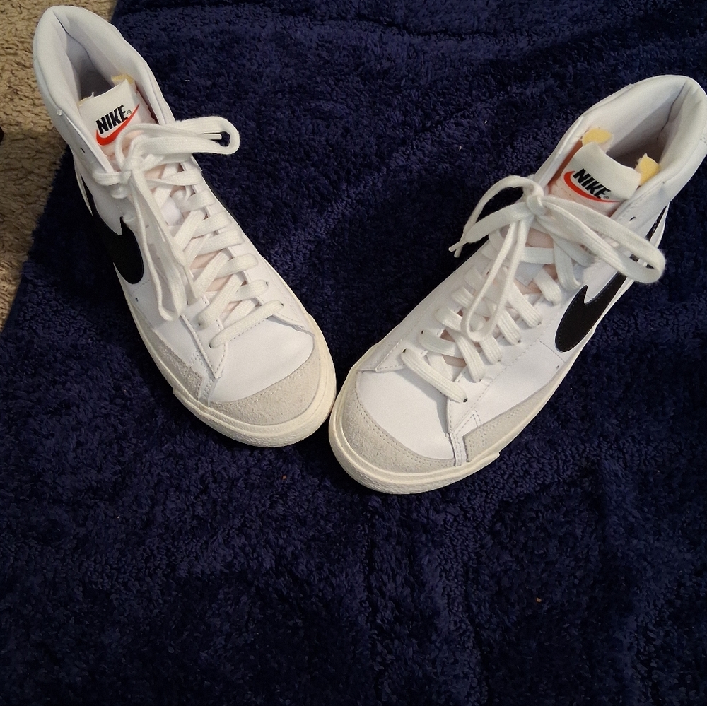 Nike Kids White and Black High-Top Sneakers